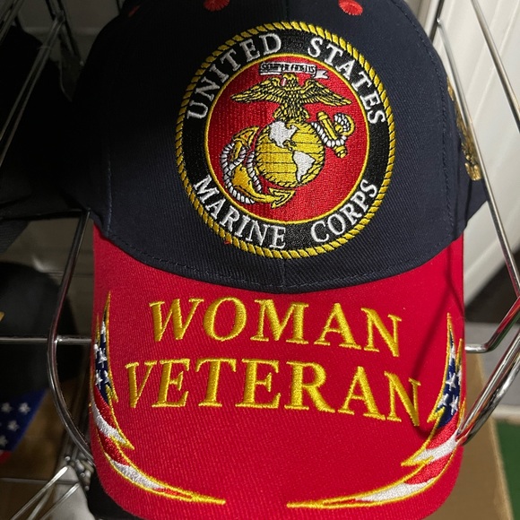 Woman Marine Veteran Cap Black, Red - Picture 3 of 6
